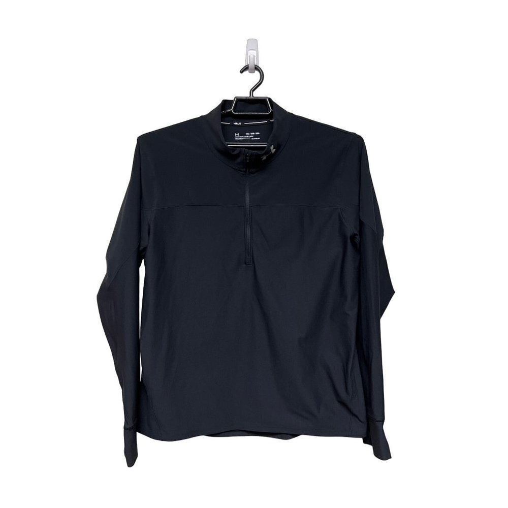 Under Armour Qualifer 1/2 Zip Black Long Sleeve Heat Gear Men's Shirt Size 2XL